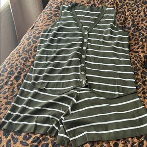 Striped Sleeveless Top and Shorts Set
